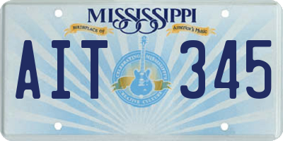 MS license plate AIT345