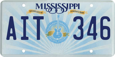 MS license plate AIT346