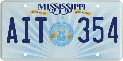 MS license plate AIT354