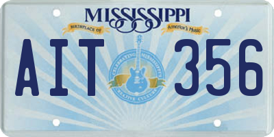 MS license plate AIT356