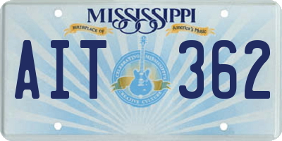 MS license plate AIT362
