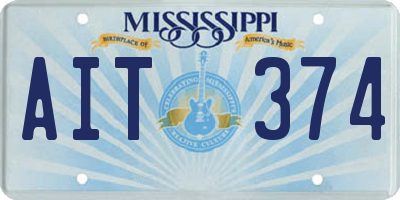 MS license plate AIT374