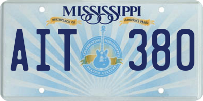 MS license plate AIT380