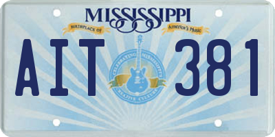 MS license plate AIT381