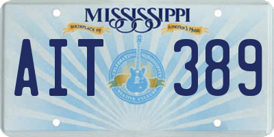 MS license plate AIT389