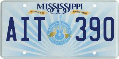 MS license plate AIT390