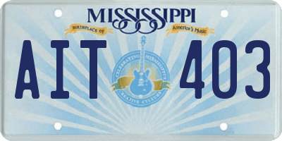 MS license plate AIT403