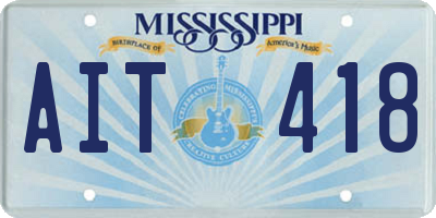 MS license plate AIT418