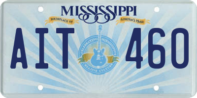 MS license plate AIT460
