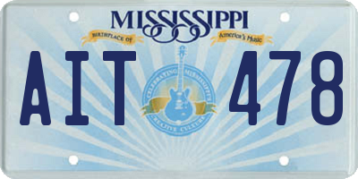 MS license plate AIT478