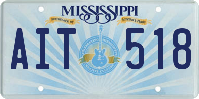 MS license plate AIT518