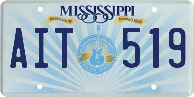 MS license plate AIT519