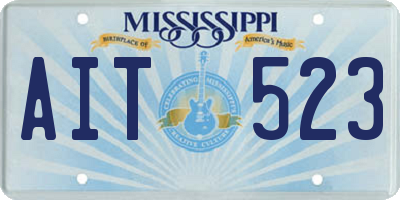 MS license plate AIT523