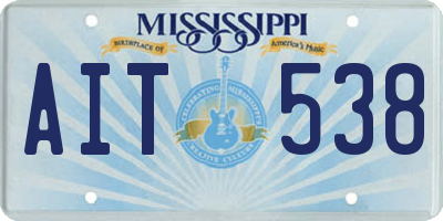 MS license plate AIT538