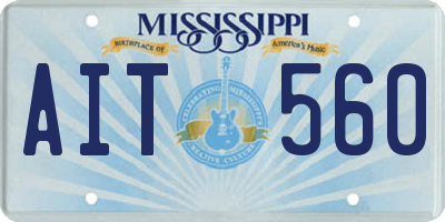 MS license plate AIT560