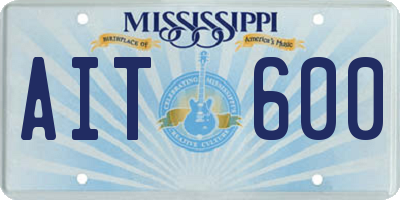 MS license plate AIT600