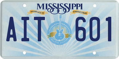 MS license plate AIT601