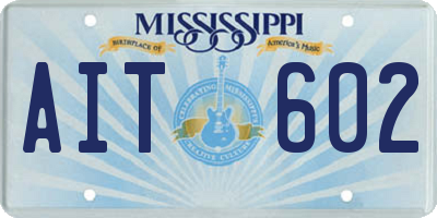 MS license plate AIT602