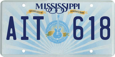 MS license plate AIT618