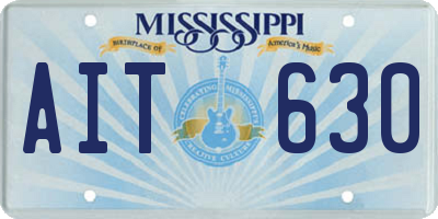 MS license plate AIT630
