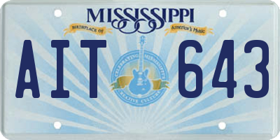 MS license plate AIT643