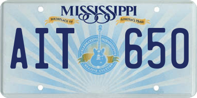 MS license plate AIT650
