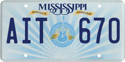 MS license plate AIT670