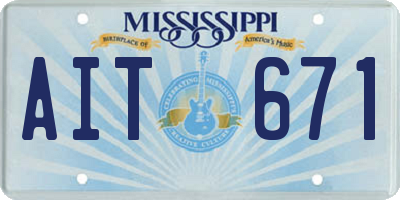 MS license plate AIT671
