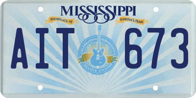 MS license plate AIT673