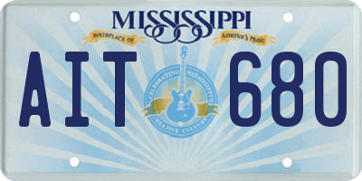 MS license plate AIT680