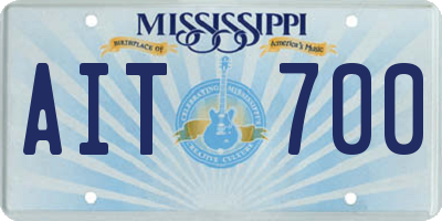 MS license plate AIT700