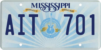 MS license plate AIT701