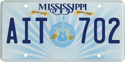 MS license plate AIT702