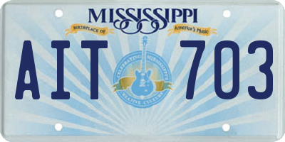 MS license plate AIT703