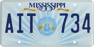 MS license plate AIT734