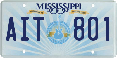 MS license plate AIT801