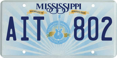 MS license plate AIT802