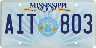 MS license plate AIT803