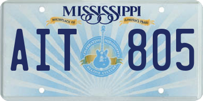 MS license plate AIT805