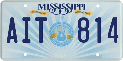 MS license plate AIT814