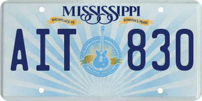MS license plate AIT830