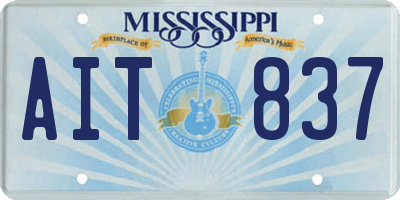 MS license plate AIT837