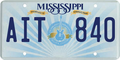 MS license plate AIT840