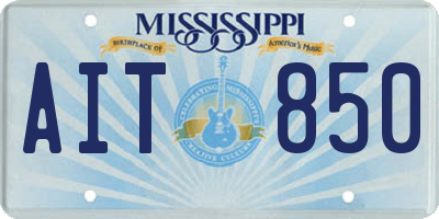 MS license plate AIT850