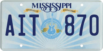 MS license plate AIT870