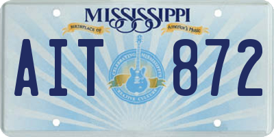 MS license plate AIT872