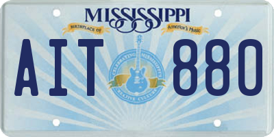 MS license plate AIT880