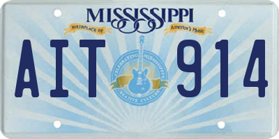MS license plate AIT914