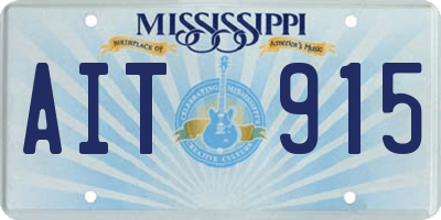 MS license plate AIT915