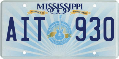 MS license plate AIT930